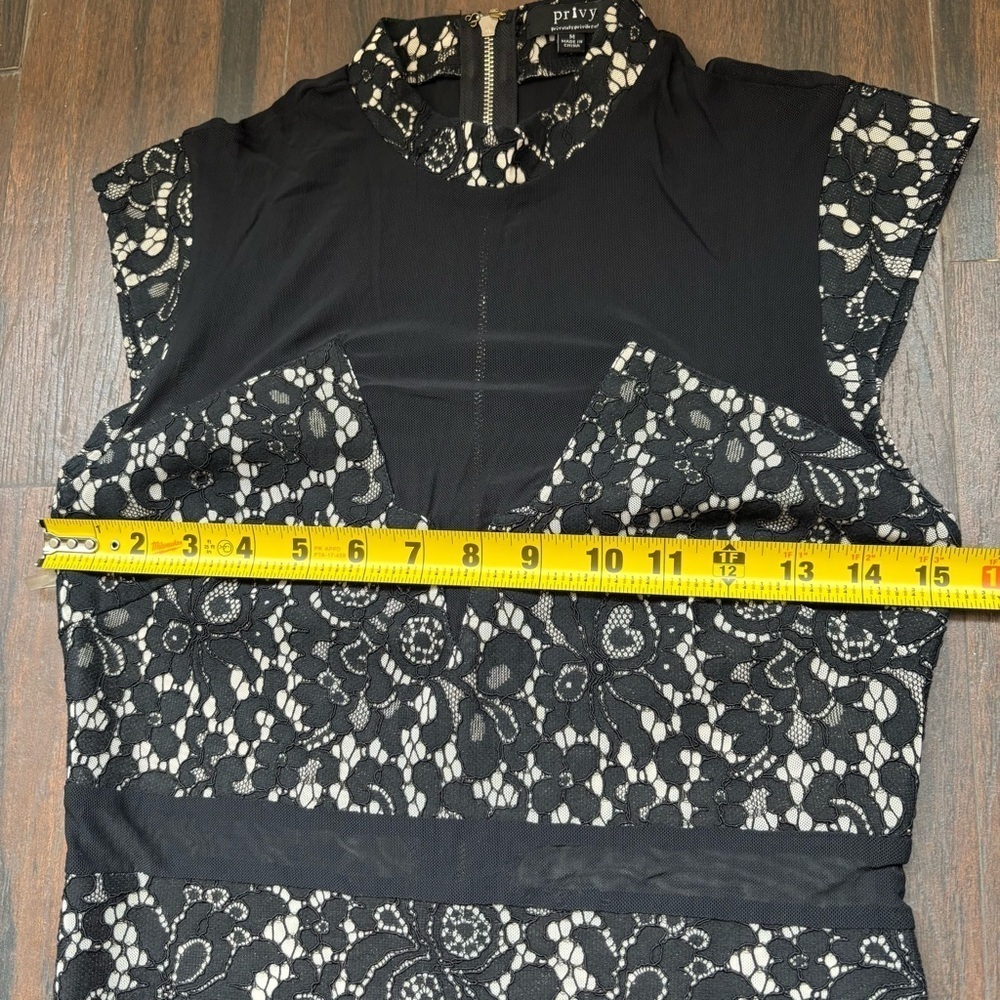 Privy Black Lace Dress with Zip up Back Size Medium - Picture 3 of 7
